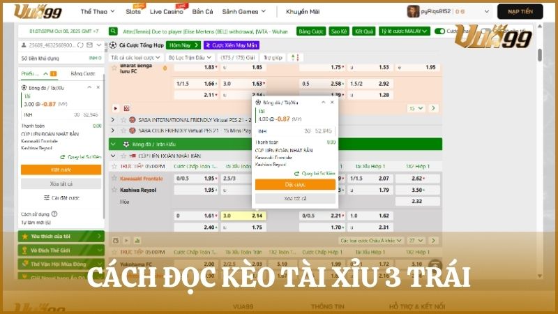 Chi tiết về cách đọc kèo tài xỉu bóng đá 3 trái trên bảng kèo nhà cái