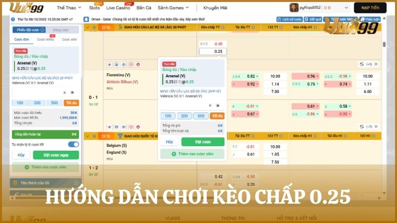 Hướng dẫn đọc hiểu kèo chấp 0.25 trên bảng cược một cách dễ hiệu nhất