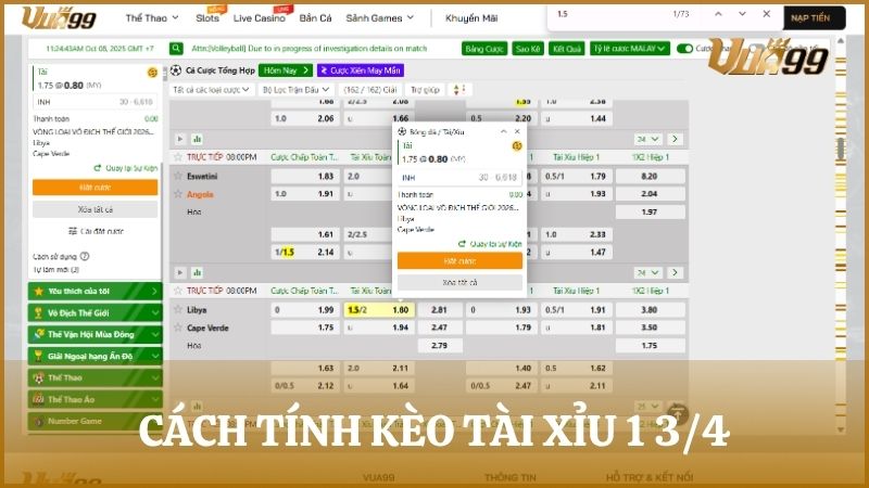 Hướng dẫn cách tính kèo tài xỉu 1.75 đầy đủ và dễ hiểu nhất