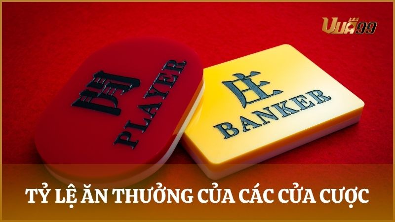 Tỷ lệ ăn thưởng của các cửa cược Player-Banker-Tie trong ván bài Baccarat